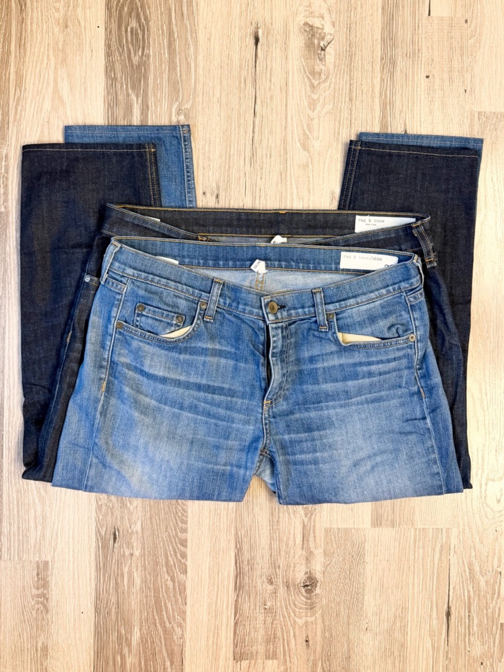 rag & bone Women's Skinny Jeans in Light Blue and Dark Blue Indigo